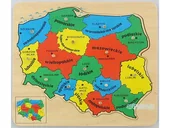 Zabawki interaktywne dla dzieci - MAPA POLSKI - DREWNIANE PUZZLE Z KOŁECZKAMI - miniaturka - grafika 1