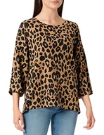 Swetry damskie - bestseller a/s Damski sweter VMOLIVIA 3/4 O-Neck Blouse Boo, tan/wzór: W czarny, S - miniaturka - grafika 1