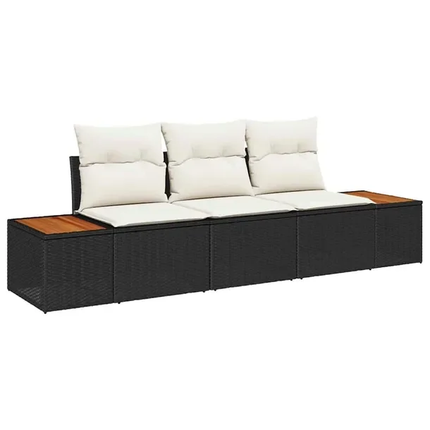Zestaw Sof Ogrodowych Modułowych z Poduszkami, Czarny, 60 cm Głębokość