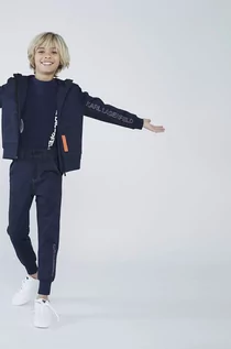 Bluzki dla chłopców - Karl Lagerfeld longsleeve bawełniany dziecięcy kolor granatowy z nadrukiem - grafika 1