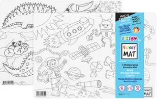 STRIGO FUNNY MAT TRANSPARENT - SPACE I DINOZAURY - ZESTAW 2 SZT 25x35cm - Podkładki na biurko - miniaturka - grafika 1