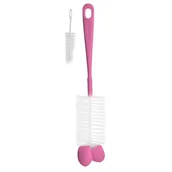Inne akcesoria do pielęgnacji dzieci - Szczotka Do Butelek I Smoczków Z Gąbką Mini Szczoteczką Różowa Babyono - miniaturka - grafika 1