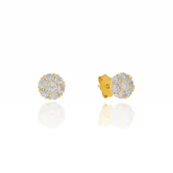 Kolczyki - Srebrne pozłacane kolczyki kwiatki z cyrkoniami sztyfty pr. 925 - miniaturka - grafika 1