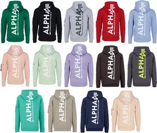 Bluza męska z kapturem ALPHA INDUSTRIES BACK PRINT HOODY, rozmiar:XXL, kolor:03 Czarny - Bluzy męskie - miniaturka - grafika 1