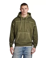 Bluzy męskie - G-STAR RAW Bluza męska Garment Dyed Loose HDD Sw Hooded, Zielony (Dark Olive Gd D24219-d249-c793), S - miniaturka - grafika 1