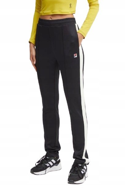 FILA CZARNE SPODNIE DRESOWE WYSOKI STAN Z LAMPASAMI M XQA