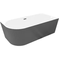 Wanny - Mexen Silo wanna wolnostojąca narożna prawa ryflowana 150 x 75 cm, biała/szara, przelew gun gray szczotkowany - 52891507562P-66 - miniaturka - grafika 1