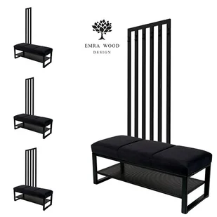Ławka Tapicerowana Strong 15 z Wieszakiem - Styl Industrialny Model: LGM-556 - Ławki do przedpokoju - miniaturka - grafika 1