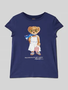 T-shirt z nadrukiem z logo - Koszulki dla dziewczynek - miniaturka - grafika 1