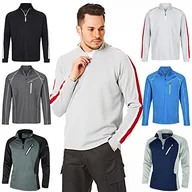 Kurtki męskie - Under Par Męska kurtka z prążkowanym zamkiem błyskawicznym z kołnierzem środkowa warstwa koszulka golfowa Szary Storm Grey/Czerwony XL - miniaturka - grafika 1