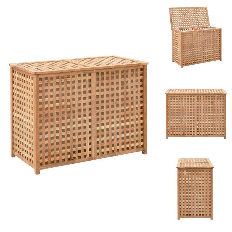 vidaXL Kosz na pranie 87,5x46x67 cm lite drewno orzechowe - Kosze na pranie
