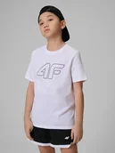 Koszulki dla chłopców - 4F T-shirt regular z nadrukiem chłopięcy - biały 164 (13-14 lat) - miniaturka - grafika 1