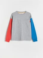 Bluzki dla chłopców - Reserved - Bawełniany longsleeve - jasnoszary - miniaturka - grafika 1