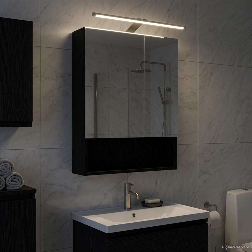 vidaXL vidaXL Szafka z lustrem do łazienki Czarny Dąb 50 x 14,5 x 70 cm