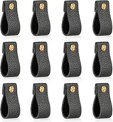 Zawiasy, okucia i inne akcesoria - Zestaw 12 czarnych skórzanych gałek meblowych, 153 mm, odpowiednich do szafek, mebli, garderób, toaletek. - miniaturka - grafika 1