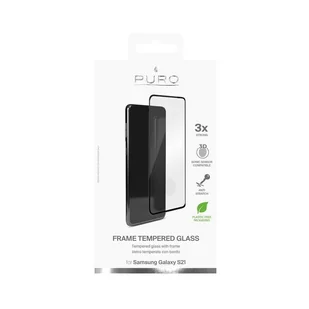 PURO Frame Tempered Glass - Szkło ochronne hartowane na ekran Samsung Galaxy S21 (czarna ramka) - Szkła hartowane na telefon - miniaturka - grafika 2
