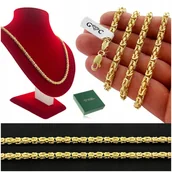 Naszyjniki męskie - ZŁOTY NASZYJNIK DAMSKI SPLOT KRÓLWSKI 925/585 SREBRO POZŁACANE 50cm/3,8mm - Golden Celebrity - miniaturka - grafika 1