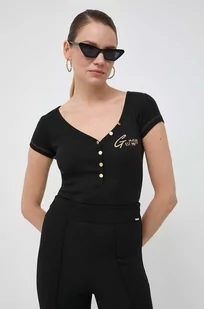 Guess t-shirt damski kolor czarny - Koszulki sportowe damskie - miniaturka - grafika 1