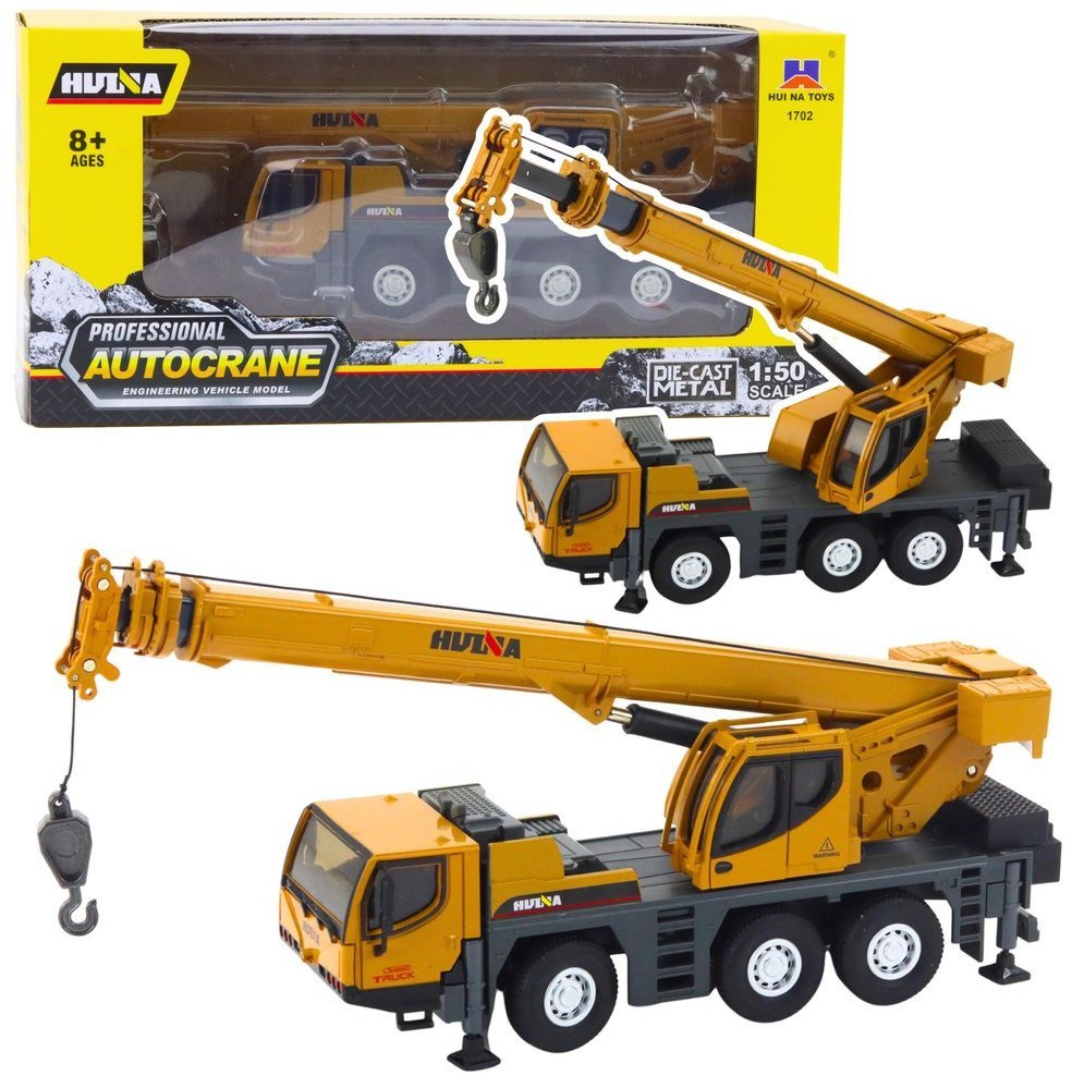 HUINA Dźwig Autokrane Pojazd Budowlany Ruchome Elementy Metalowy 1:50 EDUKAMP