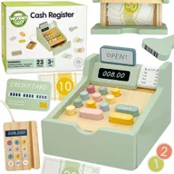 Klocki - WOOPIE GREEN Drewniana Kasa Sklepowa Edukacyjna z Akcesoriami 23 el. FSC - miniaturka - grafika 1