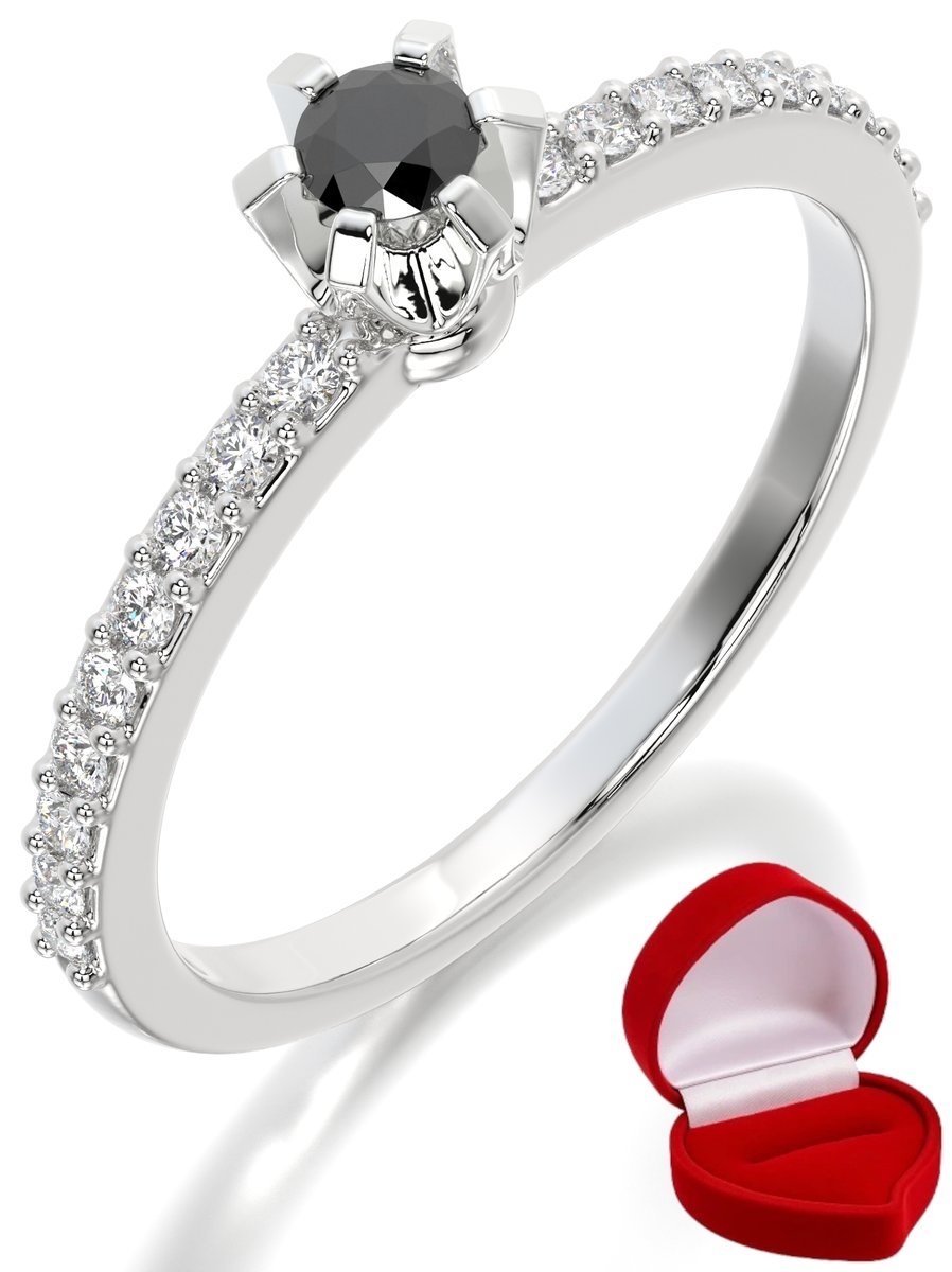 ZŁOTY PIERŚCIONEK ZARĘCZYNOWY 585 14k BRYLANT CZ. 0,09 ct BIAŁE ZŁOTO R30
