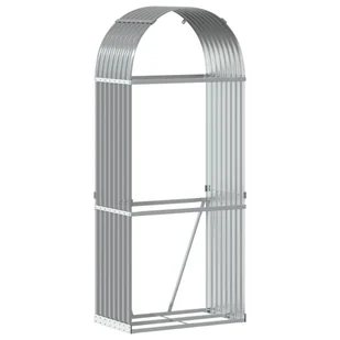 vidaXL Stojak na drewno, jasnoszary, 80x45x190 cm, stal galwanizowana - Wózki magazynowe - miniaturka - grafika 1