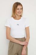 Koszulki sportowe damskie - Calvin Klein Jeans t-shirt damski kolor biały - miniaturka - grafika 1