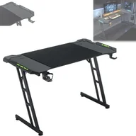 Biurka gamingowe - Biurko gamingowe ACXIN z LED, biurko komputerowe 120 x 60 cm z haczykiem na słuchawki i uchwytem na kubek, konstrukcja w kształcie litery Z, biurko gamingowe z włókna węglowego w kolorze czarnym - miniaturka - grafika 1