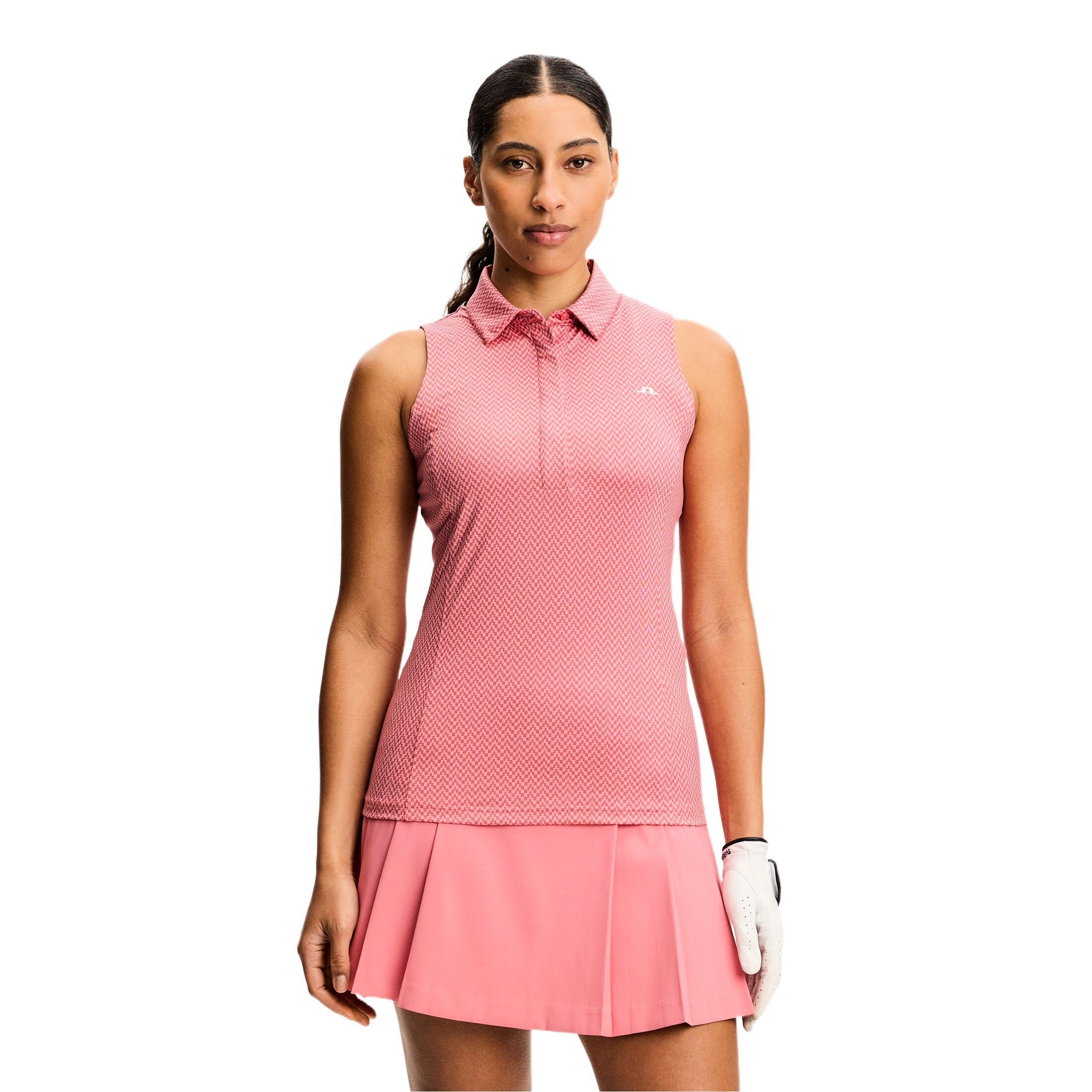 Koszulka damska J.Lindeberg Dena Print Sleeveless Polo Bridge Stack Rose M