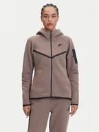 Bluzy damskie - Nike Bluza Tech Fleece Windrunner HV6747 Brązowy Regular Fit - miniaturka - grafika 1
