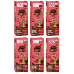 Bob Snail Przekąska jabłkowo-truskawkowa w mlecznej czekoladzie Zestaw 6 x 30 g - Ciastka - miniaturka - grafika 1