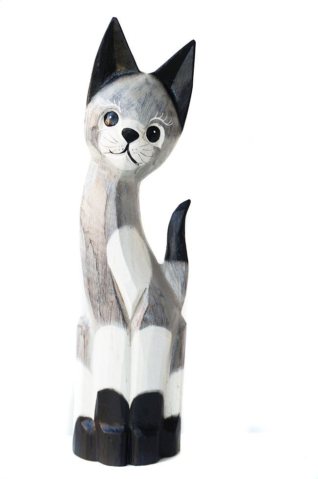 Kot Kotek Figurka Drewniana Rękodzieło 50Cm