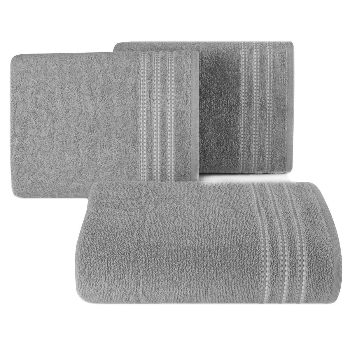 Ręcznik SEBA 50x90 cm srebrny bordiura pasy bawełna 480 g/m²