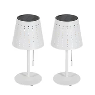 Lampy stojące - QAZQA Zestaw 2 lamp stołowych białych w tym LED 3-stopniowy ściemniacz ładowanie i energia słoneczna - Ferre - miniaturka - grafika 1