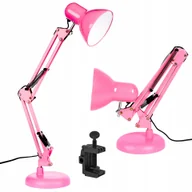 Lampy stojące - Lampka Biurkowa Kreślarska Szkolna Nocna do Led E27 Regulowana Różowa - miniaturka - grafika 1