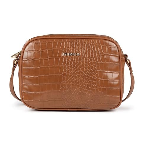 MUNICH Block Croco FW25 Crossbody Camera C/Brown, Torby i plecaki damskie, Brązowy brązowy