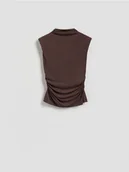 Koszulki i topy damskie - Reserved - Top z modalem - brązowy - miniaturka - grafika 1