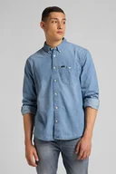 Koszule męskie - Męska Koszula Jeansowa Lee Riveted Shirt Frost Blue L66Iplmj-M - miniaturka - grafika 1