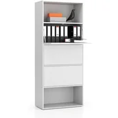 Regały biurowe - B2B Partner Regał biurowy wysoki LAYERS, 3 schowki, 800 x 400 x 1905, biały 611484 - miniaturka - grafika 1