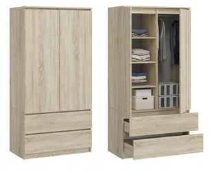 SZAFA NOWOCZESNA DĄB SONOMA 90CM GARDEROBA MONIA 2 DRZWI 2 SZUFLADY 4 PÓŁKI - Szafy SZAFA NOWOCZESNA DĄB SONOMA 90CM GARDEROBA MONIA 2 DRZWI 2 SZUFLADY 4 PÓŁKI - Szafy - miniaturka - grafika 1