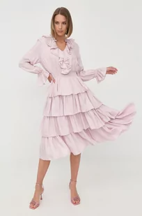 Miss Sixty Sixty sukienka kolor różowy midi rozkloszowana - Sukienki - miniaturka - grafika 1