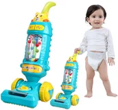 Zabawy w naśladowanie dorosłych - Duży Odkurzacz Interaktywny Edukacyjny Pionowy Led Niebieski U358n - miniaturka - grafika 1