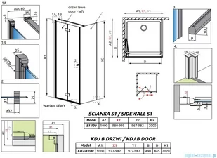 Radaway Essenza Kdj B kabina 100x100cm lewa szkło przejrzyste 1385083-01-01L/1384052-01-01 - Kabiny prysznicowe - miniaturka - grafika 2