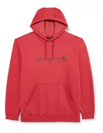 Bluzy męskie - Carhartt Męska bluza o luźnym kroju, średnio-ciężka bluza z logo-grafiką, Chili nakrapiane, L - miniaturka - grafika 1