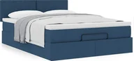 Łóżka - vidaXL vidaXL Rama łóżka otomana z materacem, niebieska, 140x200 cm, tkanina - miniaturka - grafika 1