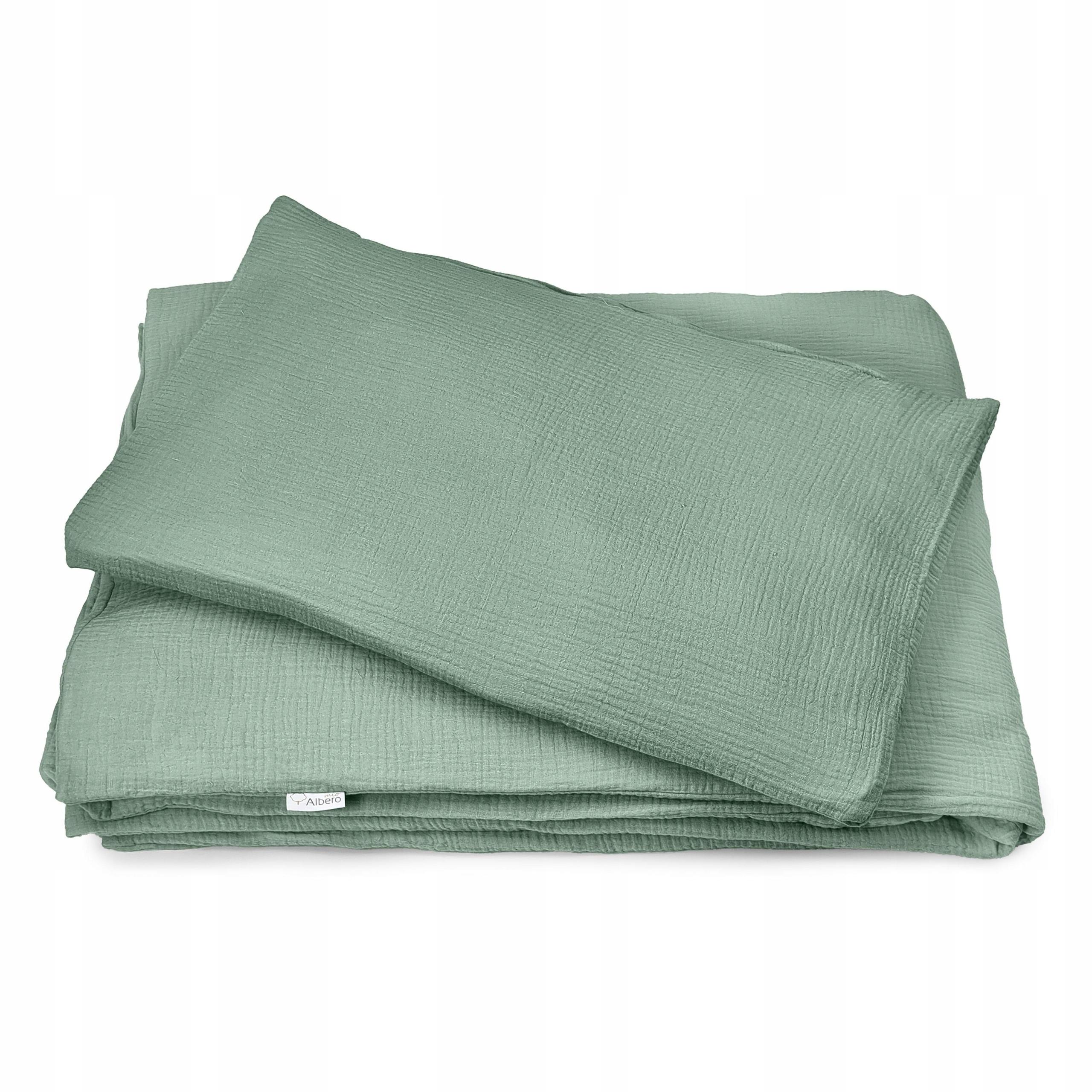 Muślinowy Komplet Pościeli Dla Niemowląt Zieleń Albero Mio 135X100 CM