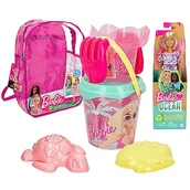 Plecaki - ColorBaby 77388 Barbie zestaw plażowy dla dzieci z łopatą i akcesoriami, zestaw kostek plażowych, plecak plażowy dla dziewczynek, zestaw na plażę dla dzieci, plecak z zabawkami - miniaturka - grafika 1