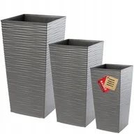 Meble modułowe i akcesoria - Zestaw 3X Donica Ogrodowa Doniczka + Wkład Grafit - miniaturka - grafika 1