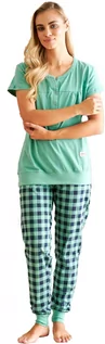 Piżamy damskie - Piżama damska ze spodniami w kratkę w kolorze Wasabi Doctor Nap - grafika 1