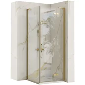 Kabiny prysznicowe - Rea Kabina Prysznicowa REA Hugo 90x80 Złota Szczotkowana - miniaturka - grafika 1